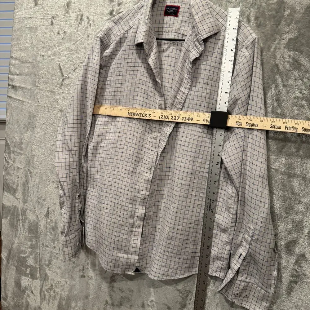 Untuckit Button Down Shirt Linen Size Large Wrinkle Resistant Checkered Office